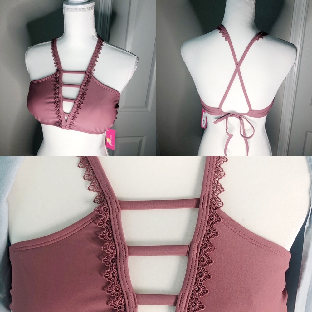 Xhileration mauve lace bikini top